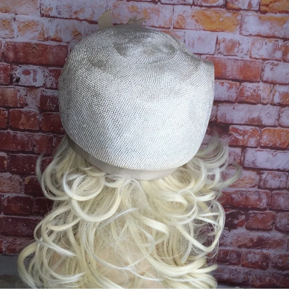 Vintage MC Monsieur Peter Oatmeal and Blush Pink Woven  Statement Hat